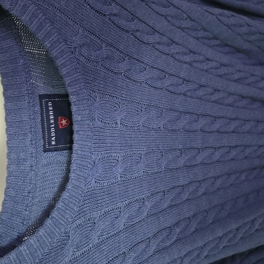 Saddlebred Blue Cable Knit Sweater - Picture 5 of 9